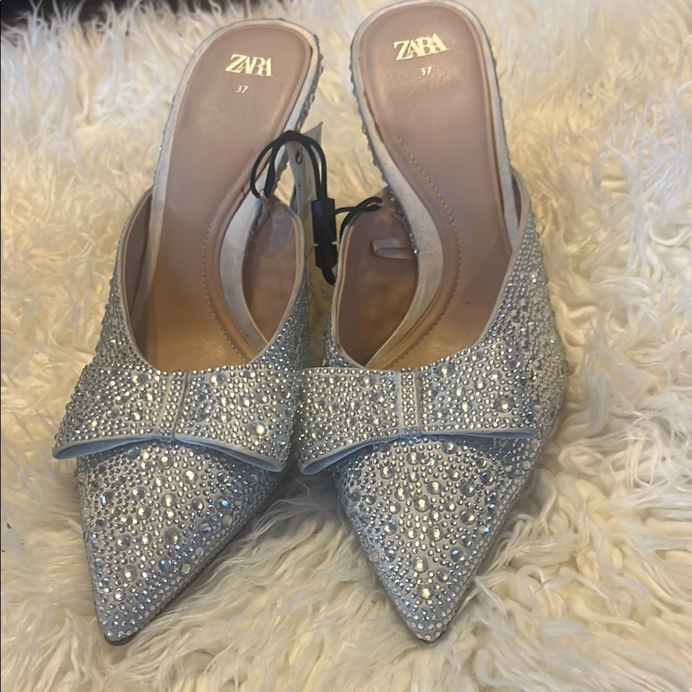 Zara Women's Glittering Silver Heels